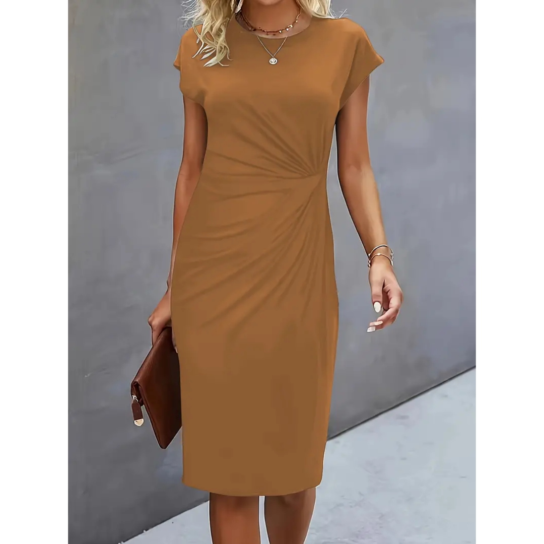 Elegant Bodycon Dress with Ruffles for Women | Short Sleeves