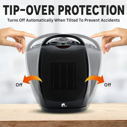 Chauffage d'Espace Électrique Portable Super Silencieux Ventilateur Oscillant avec Thermostat