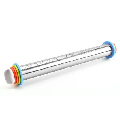 Adjustable rolling pin with rings