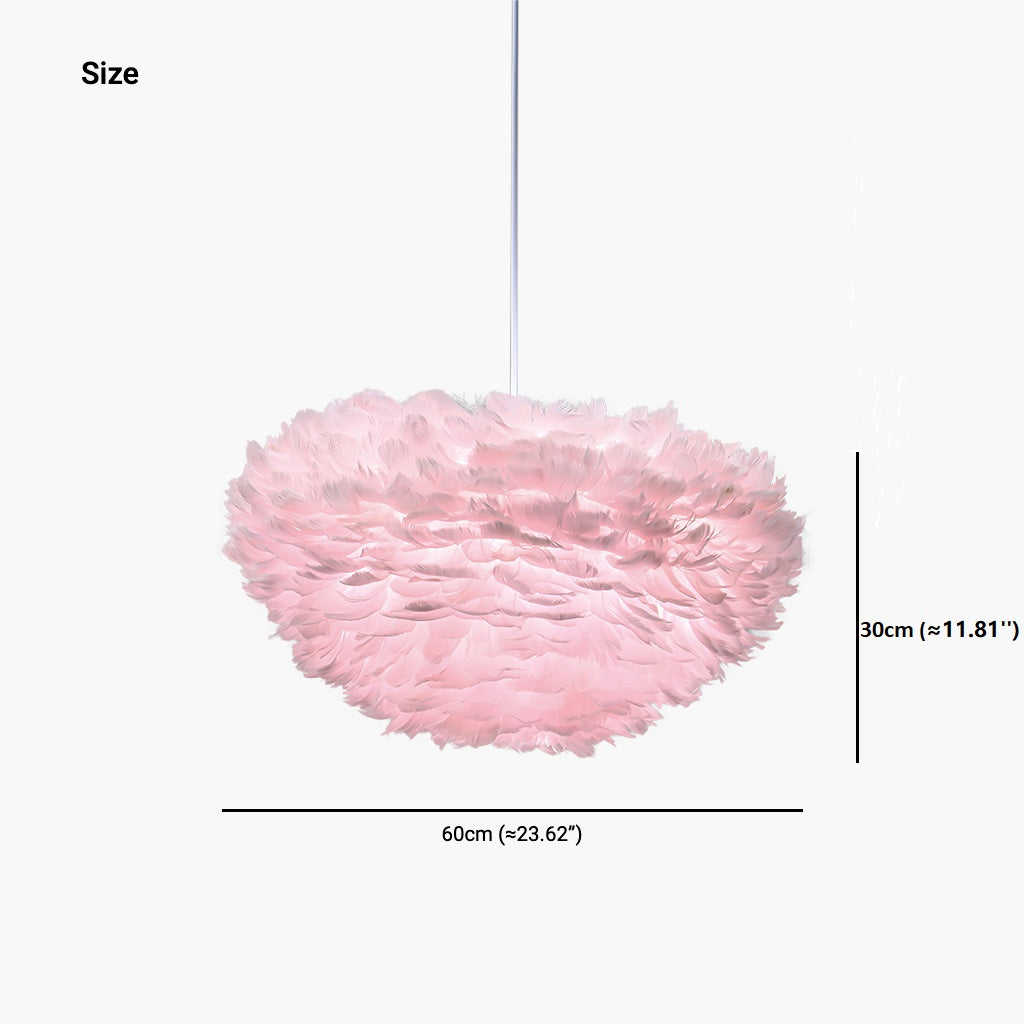 Suspension Lustre Luxe Plumes d'Oie Boule, 6 Couleurs