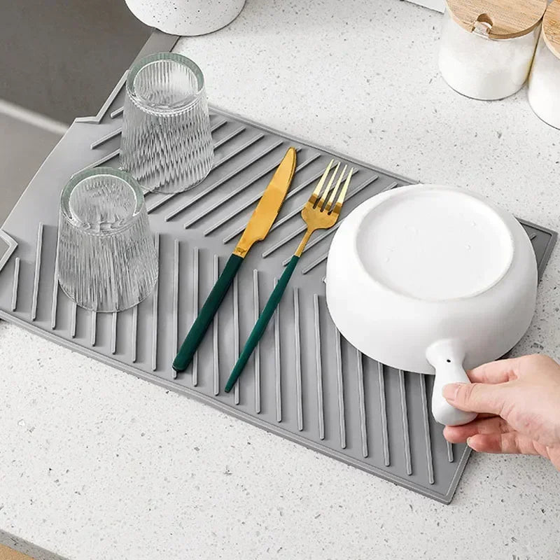 Tapis de Séchage en Silicone avec Design de Drain
