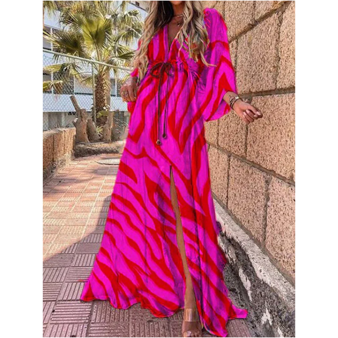 Robe Maxi à Décolleté en V avec Fente | Femme