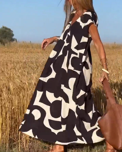 Amara™ - Robe maxi imprimée avec décolleté en V