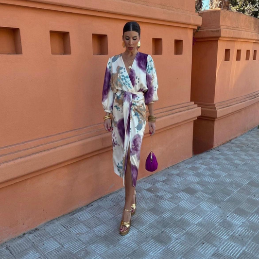 Elegant long-sleeve dress for women | Midi