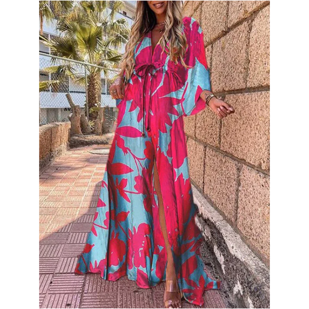 Robe Maxi à Décolleté en V et Fente | Ouverte