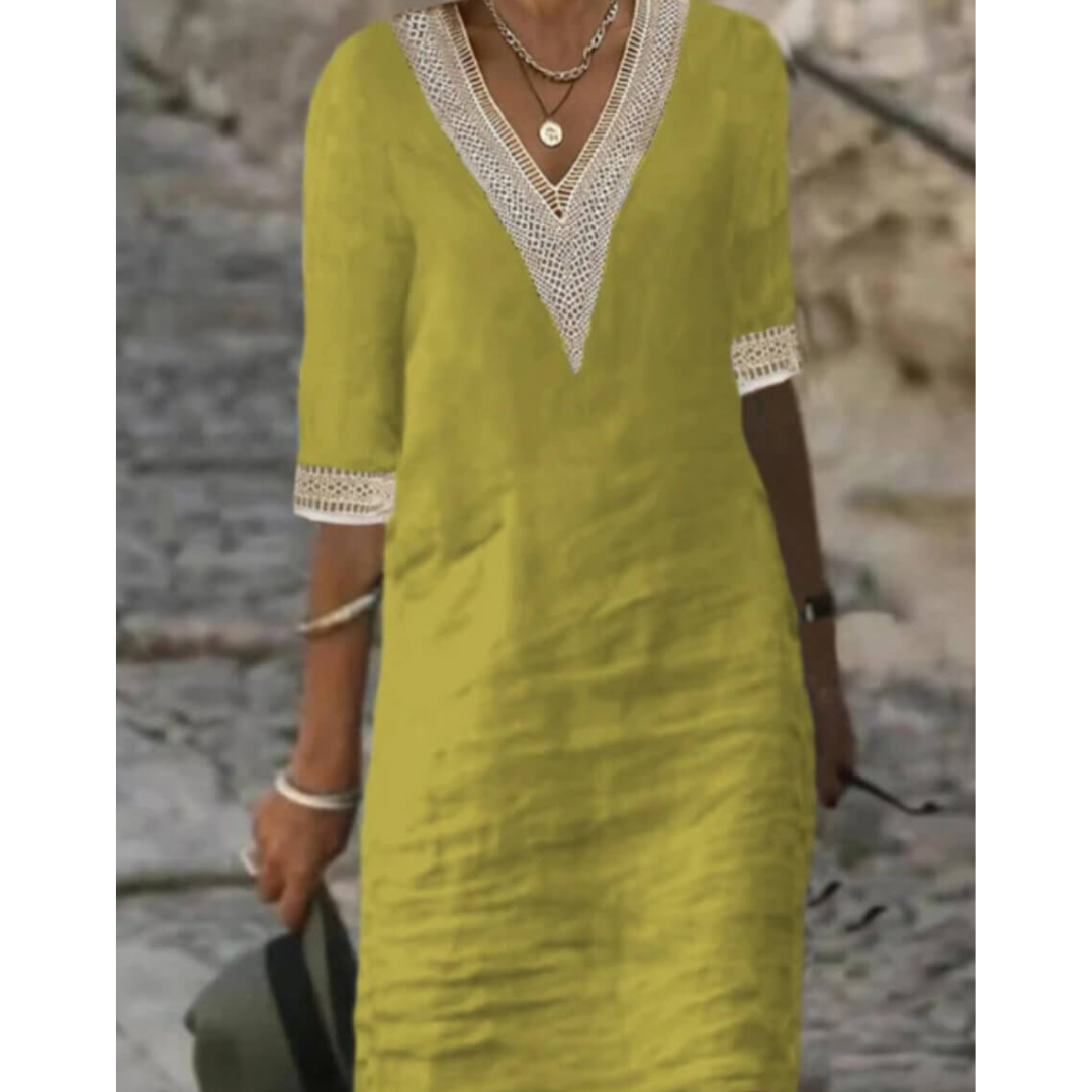 Robe Élégante à Décolleté en V | Midi