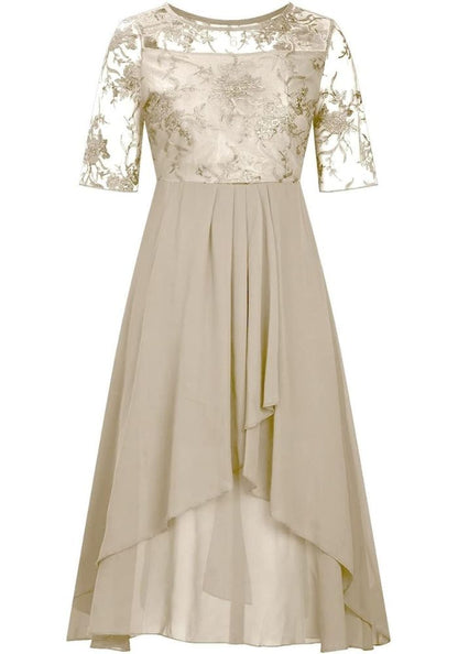 Women's dress with 3/4 sleeves and round neck | Mini