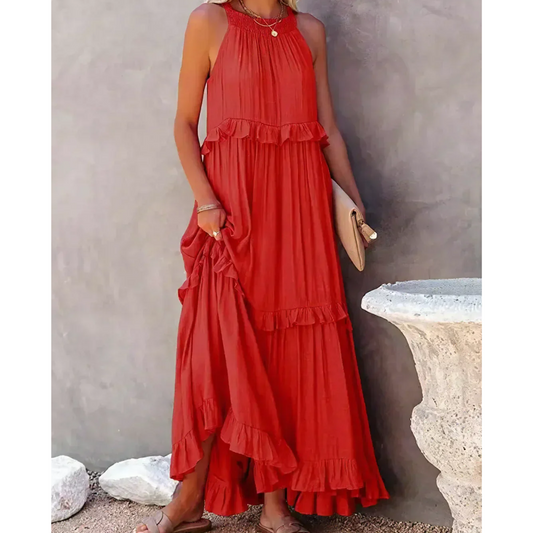 Robe maxi sans manches évasée pour femmes