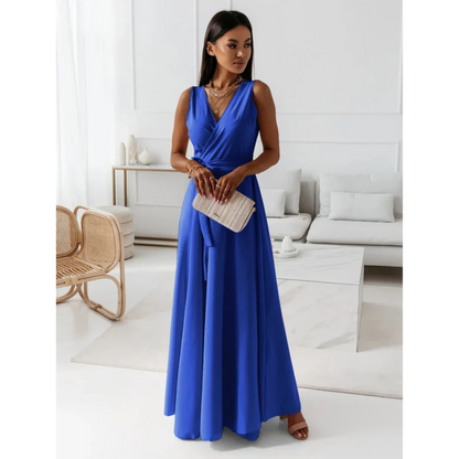 Robe sans manches à décolleté en V pour femmes | Maxi