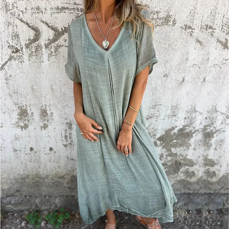 Leni | Robe avec décolleté en V et poches latérales