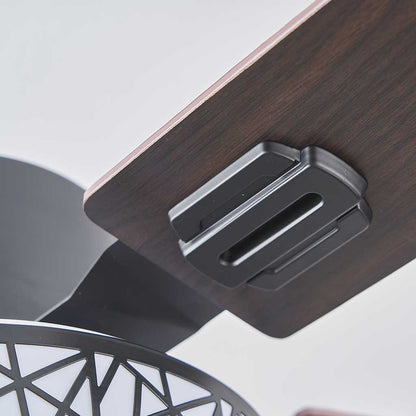 Ventilateur de plafond avec lumière, traditionnel, silencieux, montage semi-encastré, 5 pales en bois