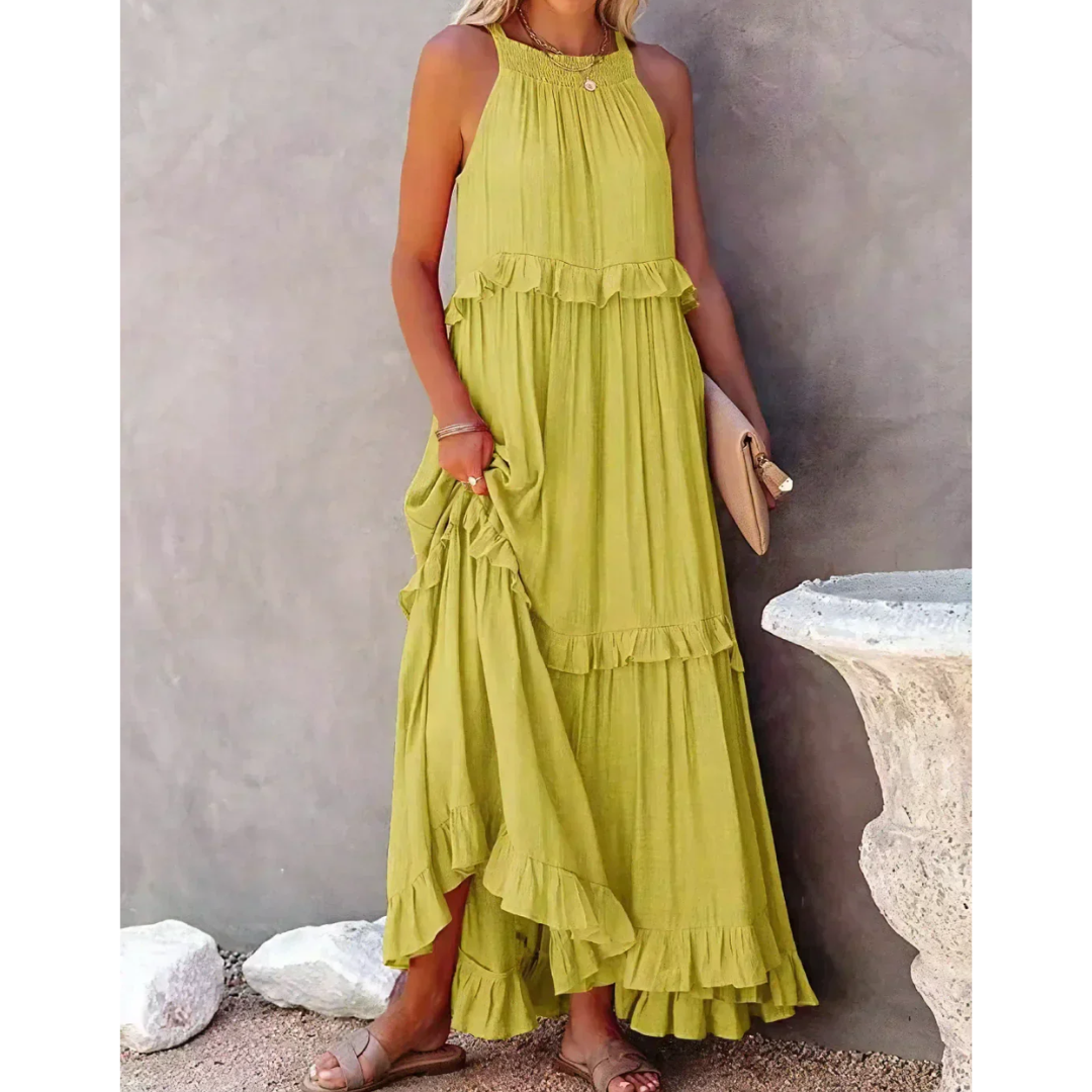 Robe maxi sans manches évasée pour femmes