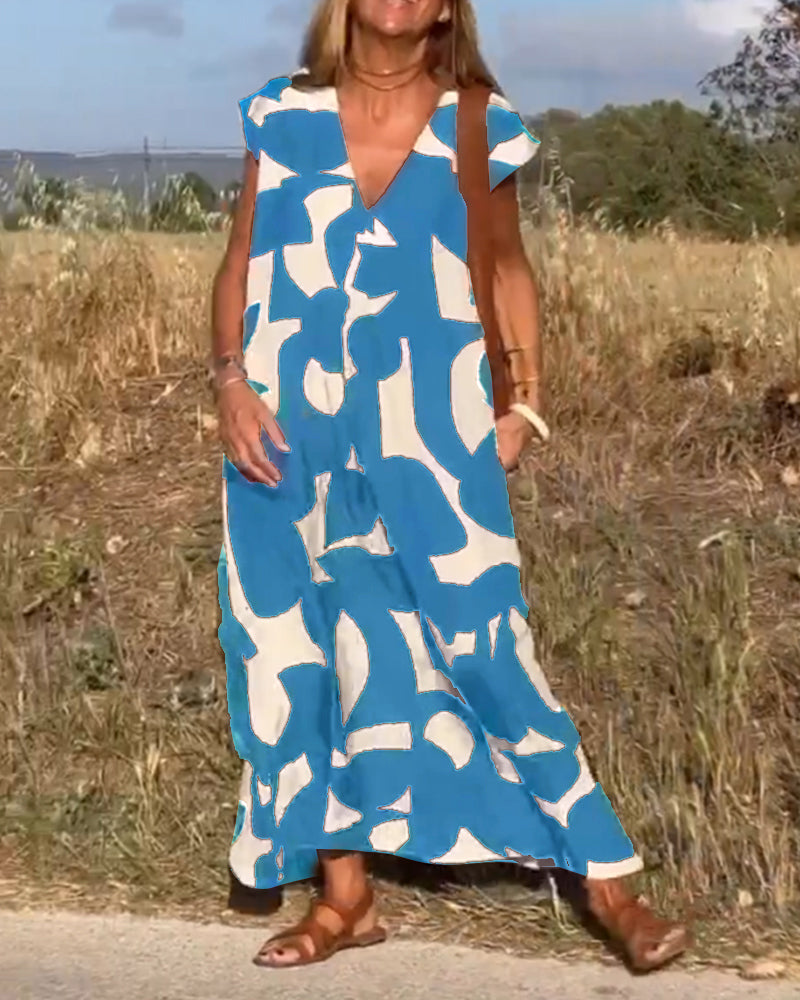 Amara™ - Robe maxi imprimée avec décolleté en V