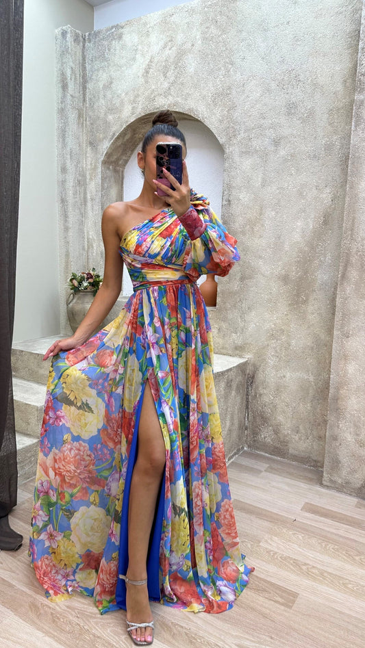 Robe de Mariage Fleurs à Fente Haute pour Femme | Maxi