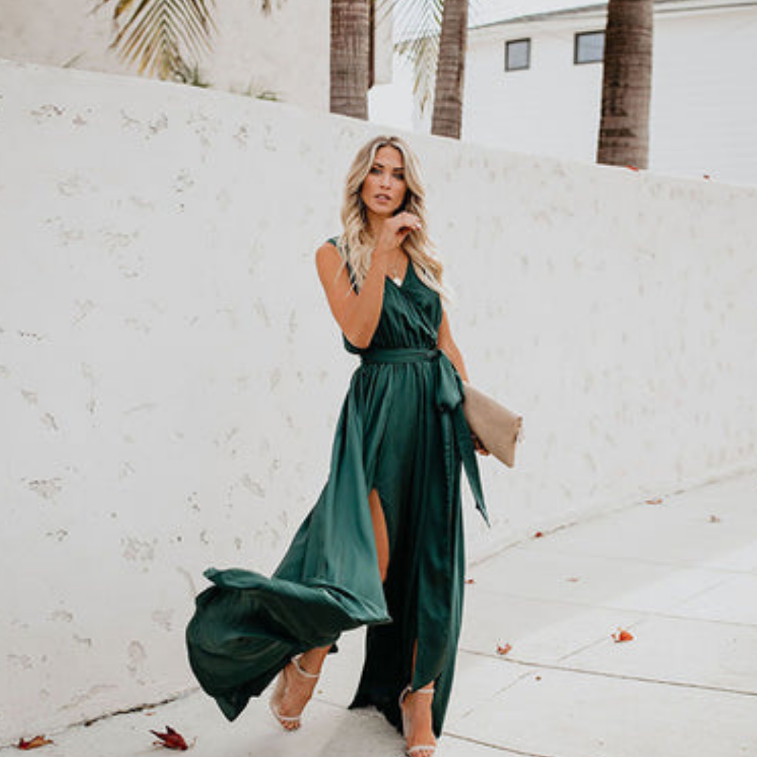Robe Maxi Femme Sans Manches Taille Liée Fente