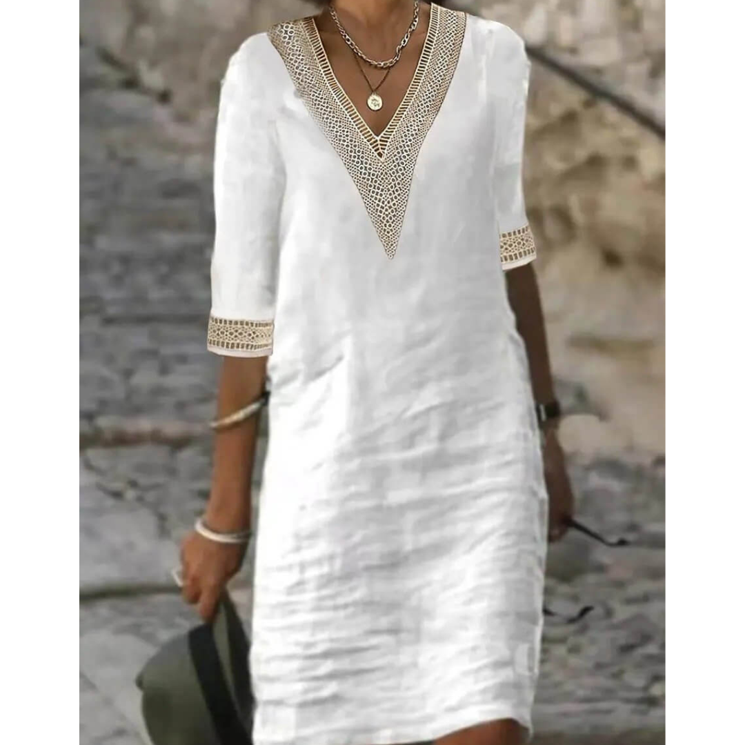 Robe Élégante à Décolleté en V | Midi