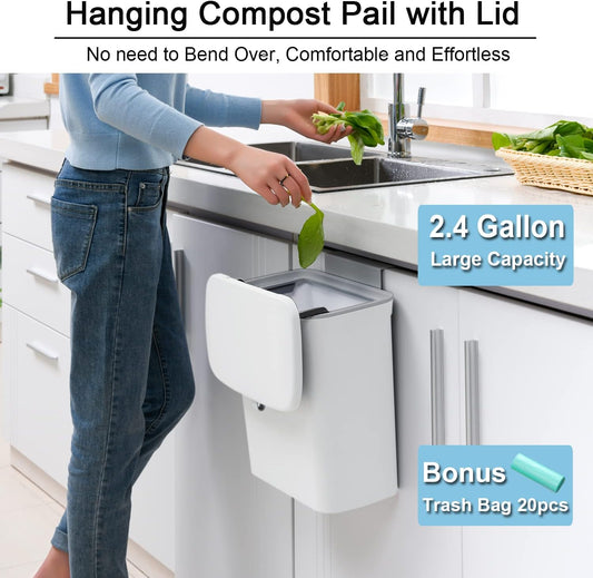 Bac à compost de 2,4 gallons pour plan de travail ou sous l'évier