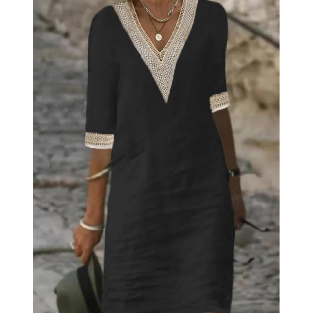 Robe Élégante à Décolleté en V | Midi