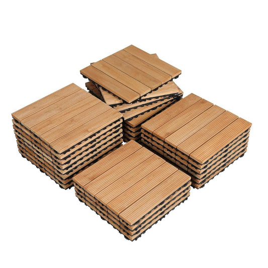 Dalles de Plancher en Bois pour Patio Extérieur Emboîtables 27Pcs