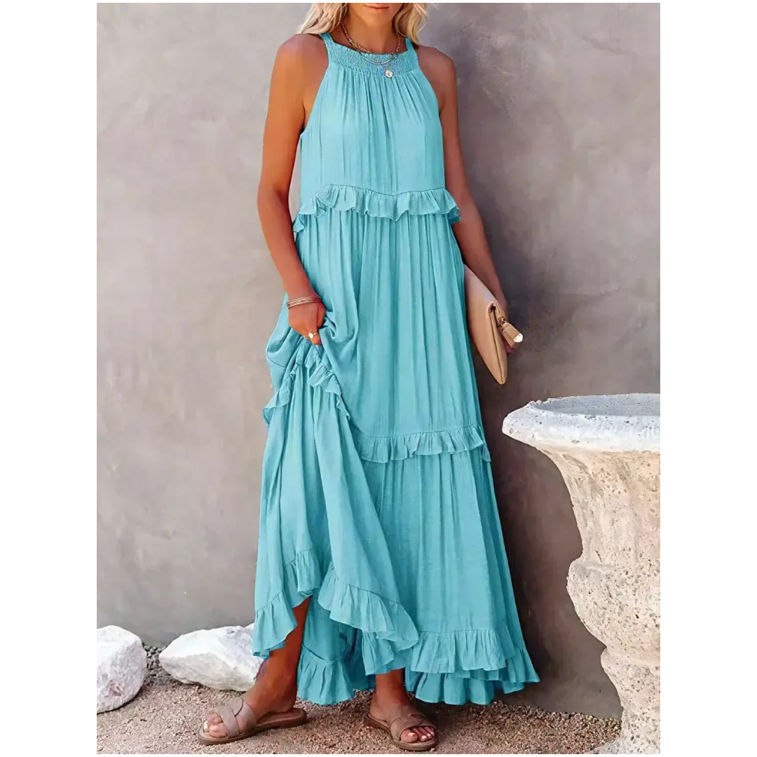 Robe maxi sans manches évasée pour femmes