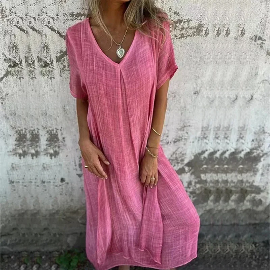 Leni | Robe avec décolleté en V et poches latérales