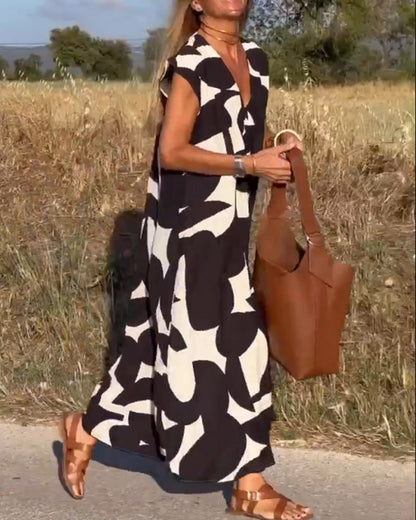 Amara™ - Robe maxi imprimée avec décolleté en V