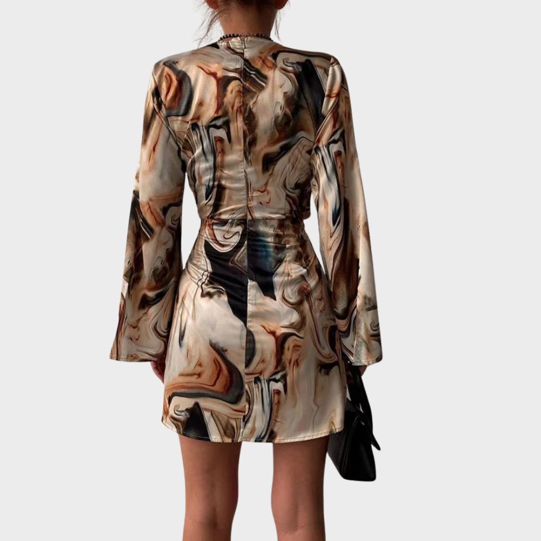 Brigitte | Robe portefeuille avec imprimé marbré abstrait