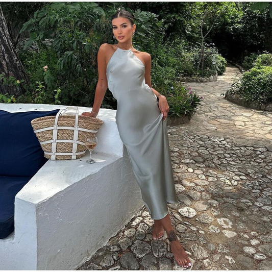 Robe Élégante à Décolleté Halter pour Femmes | Maxi