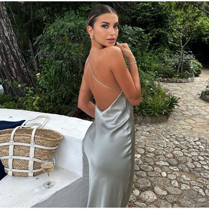 Robe Élégante à Décolleté Dos Nu pour Femmes | Maxi