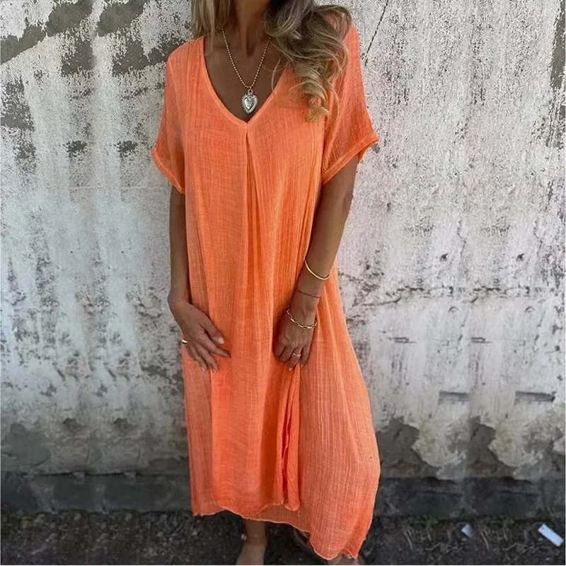 Leni | Robe à décolleté en V avec poches latérales