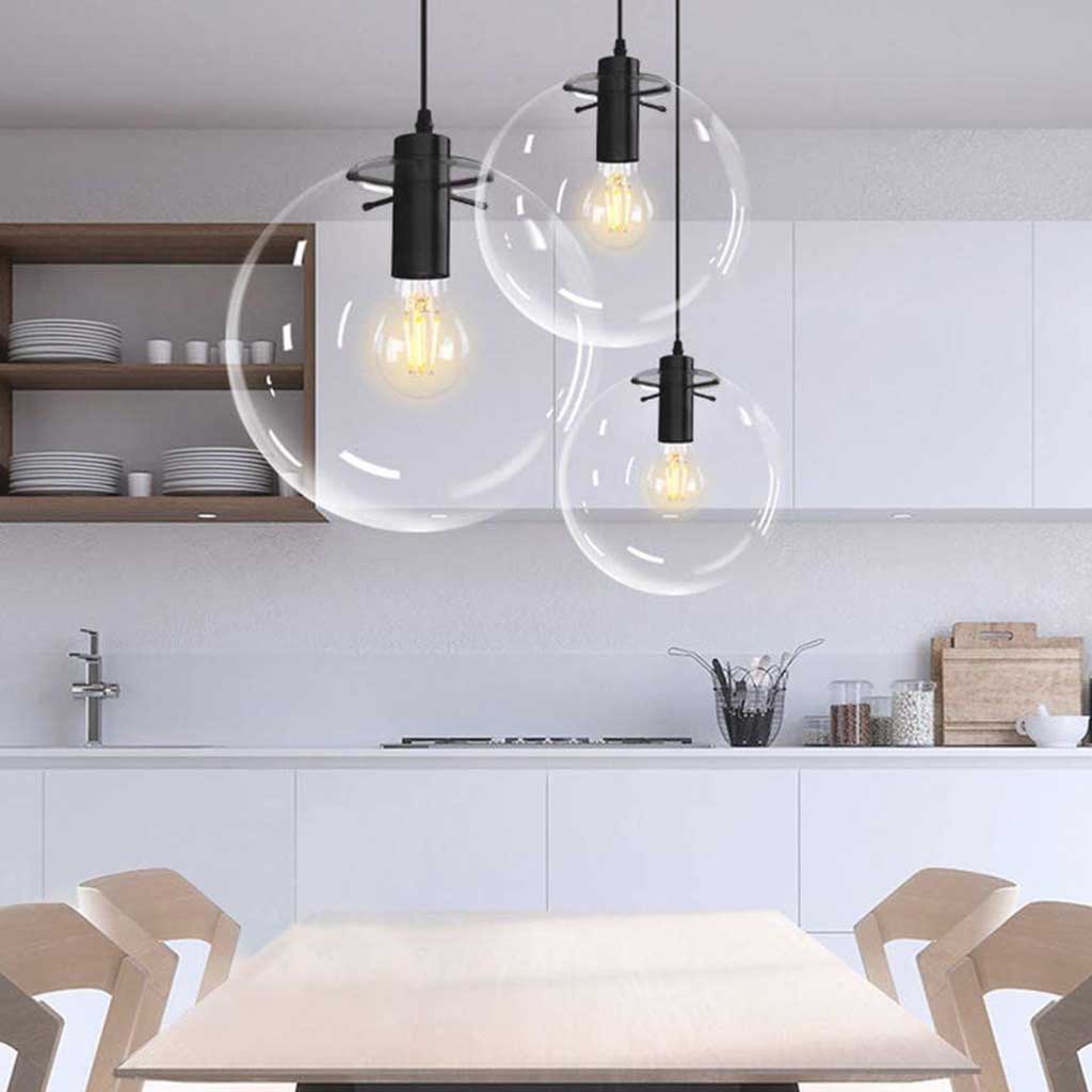 Suspension Moderne Minimaliste Bulles, Fer &amp; Verre