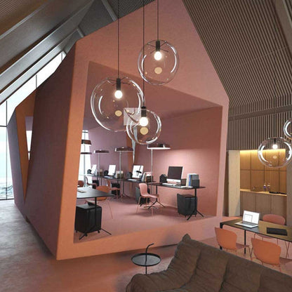 Suspension Moderne Minimaliste Bulles, Fer &amp; Verre