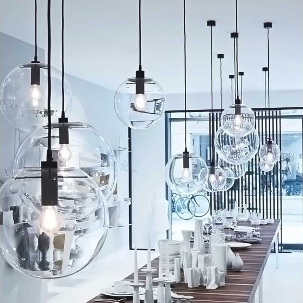 Suspension Moderne Minimaliste Bulles, Fer &amp; Verre