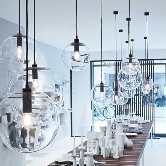 Suspension Moderne Minimaliste Bulles, Fer &amp; Verre