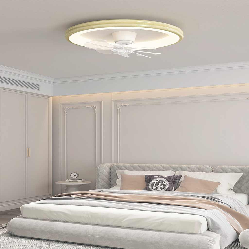 Ventilateur de plafond avec lumière LED claire, montage encastré, crème, 5 couleurs
