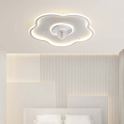 Ventilateur de plafond avec lampe LED dimmable Créatif Nuage, blanc/noir
