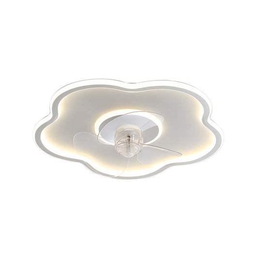 Ventilateur de plafond avec lampe LED dimmable Créatif Nuage, blanc/noir