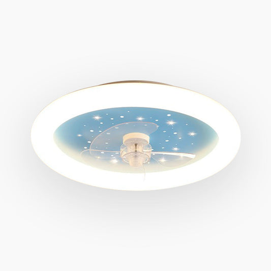 Ventilateur de plafond avec lumière LED dimmable pour chambre d'enfant, ciel étoilé/rond