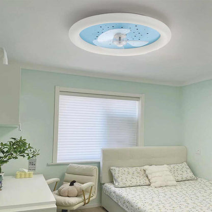 Ventilateur de plafond avec lumière LED dimmable pour chambre d'enfant, ciel étoilé/rond
