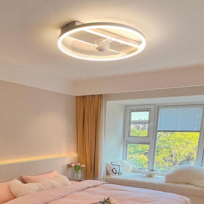 Ventilateur de plafond avec lumière LED Simple rond 3 pales, blanc