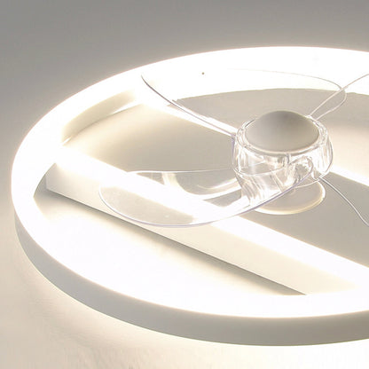Ventilateur de plafond avec lumière LED Simple rond 3 pales, blanc