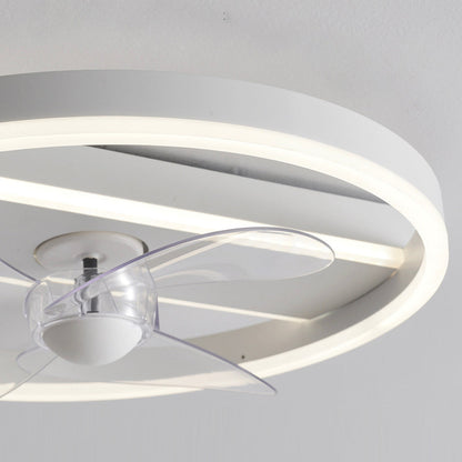 Ventilateur de plafond avec lumière LED Simple rond 3 pales, blanc
