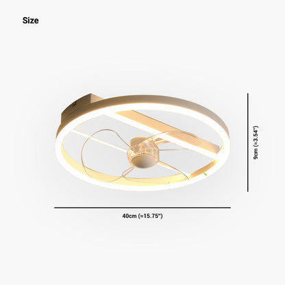 Ventilateur de plafond avec lumière LED Simple rond 3 pales, blanc