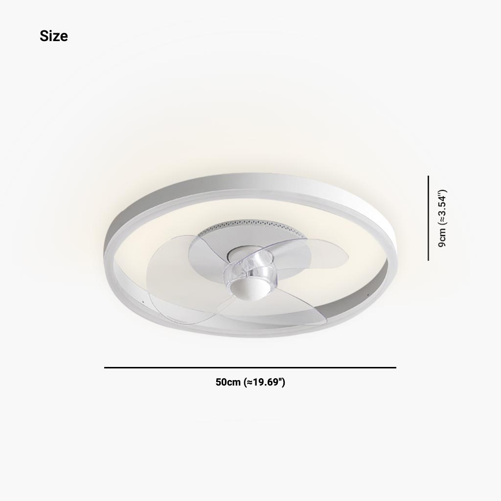 Ventilateur de plafond avec lumière LED Style minimaliste Rond, Blanc