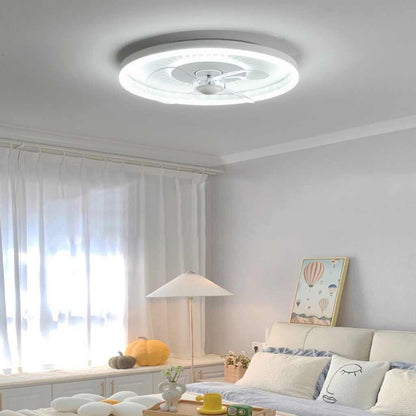 Ventilateur de plafond avec lumière LED Style minimaliste Rond, Blanc