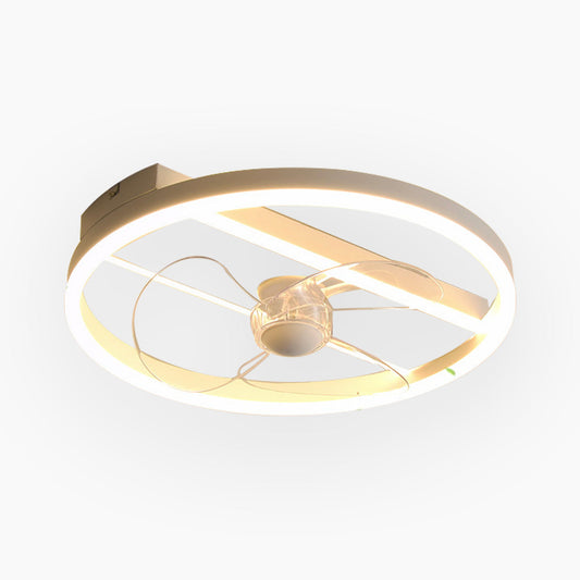 Ventilateur de plafond avec lumière LED Simple rond 3 pales, blanc