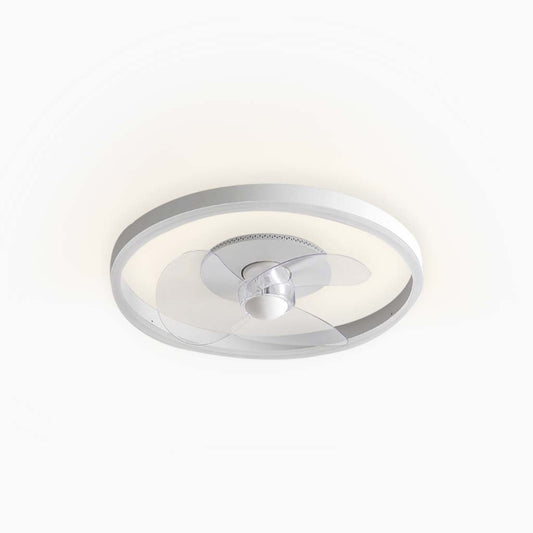 Ventilateur de plafond avec lumière LED Style minimaliste Rond, Blanc