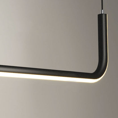 Suspension minimaliste en métal linéaire LED, or/noir