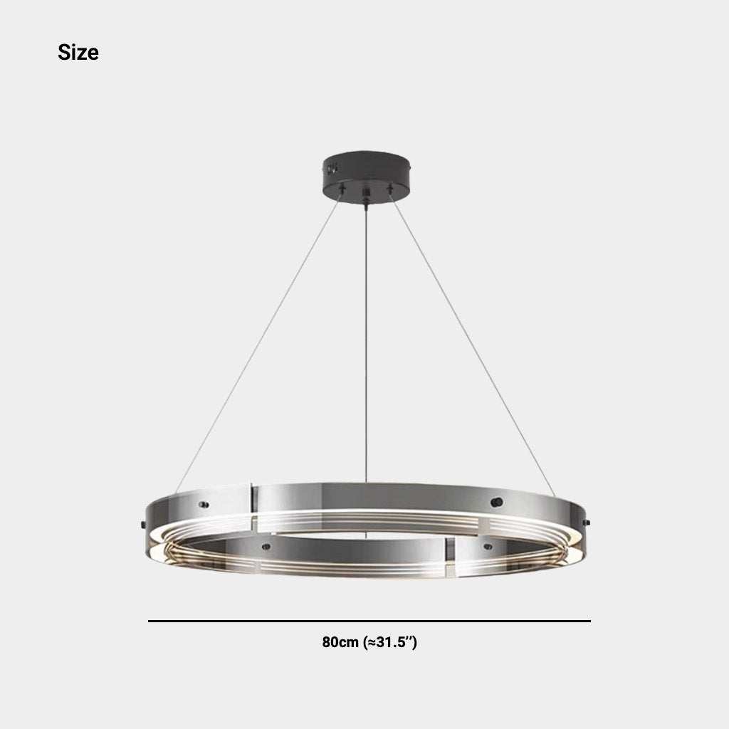 Suspension moderne en cuivre avec anneau en verre LED dimmable, noir