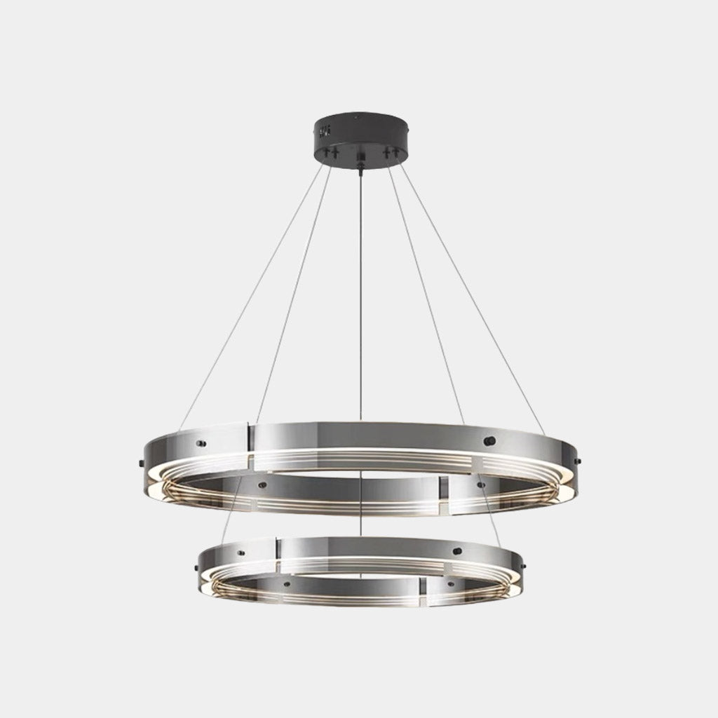 Suspension moderne en cuivre avec anneau en verre LED dimmable, noir